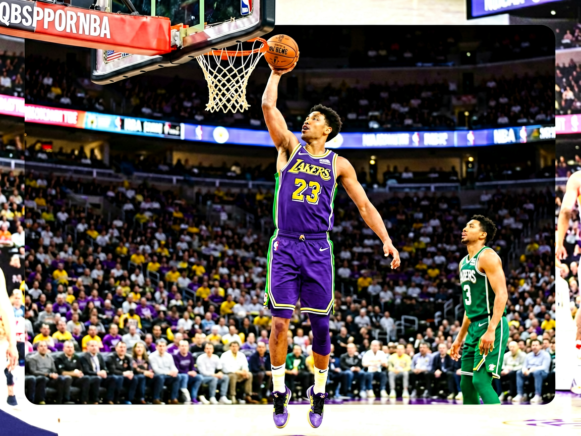 NBA比赛现场，球员扣篮精彩瞬间
